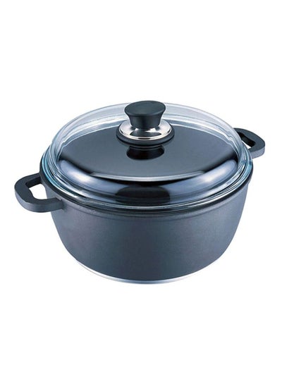 Buy 2-Piece Fine-cast Casserole With Lid Set Grey 24x10cm in Saudi Arabia