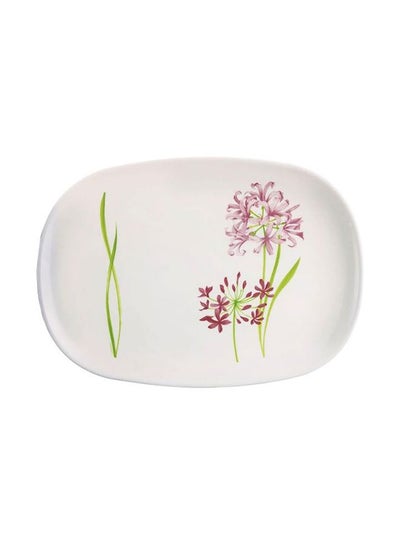 Buy Marguerite Oval Platter White/Green/Pink 33cm in UAE