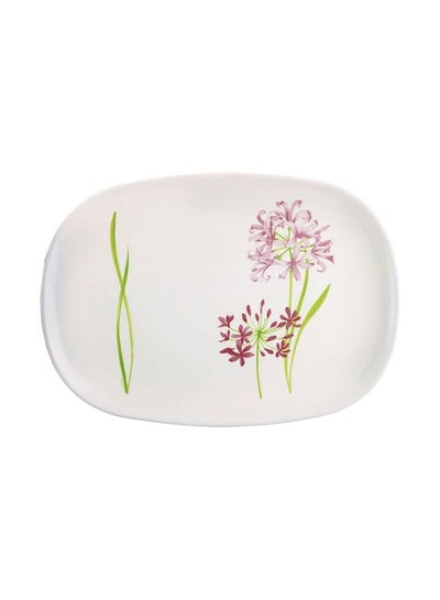 Buy Jacinthe Rectangular Platter White/Green/Pink 33cm in UAE