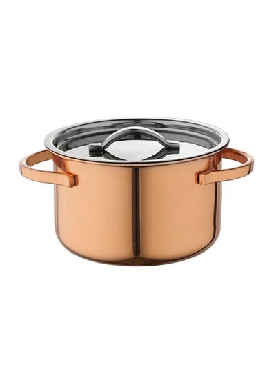 Buy Copper Plated Casserole With Steel Lid Gold/Silver 9x6cm in UAE