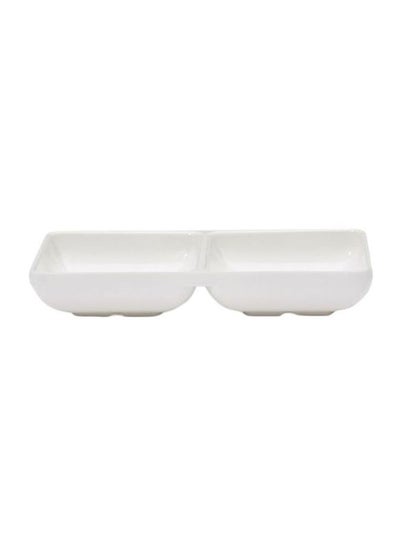 Buy Melamine Square Connected Sauce Dish White 7inch in UAE