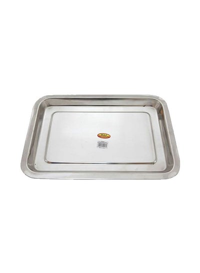 Buy Serving Stainless Steel Tray Silver 45x32x3.2cm in UAE