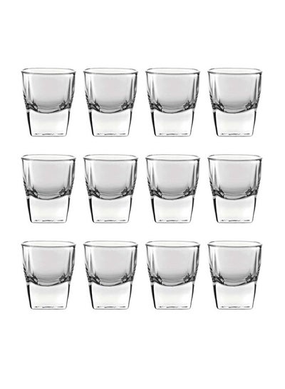 Buy Pack Of 12 Plaza Shot Glass Clear in UAE