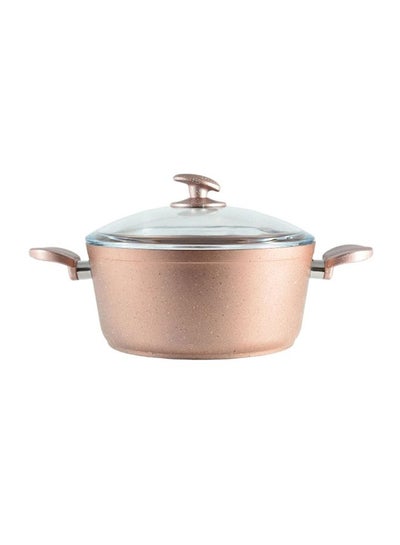 Buy Granite Casserole With Lid Rose Gold/Clear 28cm in UAE