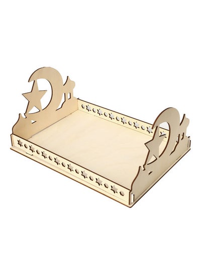 Buy Wooden Ramadan Table Tray Beige 35.8x25.9x17.3cm in UAE