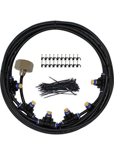 Buy Outdoor Sprinkler Hose With 11 Mist Nozzles Kit Black 30feet in UAE