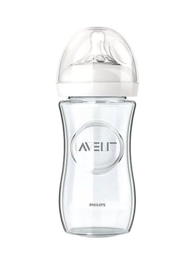 Buy Avent Natural Glass Anti-Colic Feeding Bottle - Clear/White in UAE