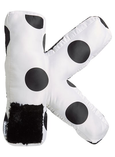 Buy Polka Dot Letter K Cushion White/Black 45 X 30cm in UAE