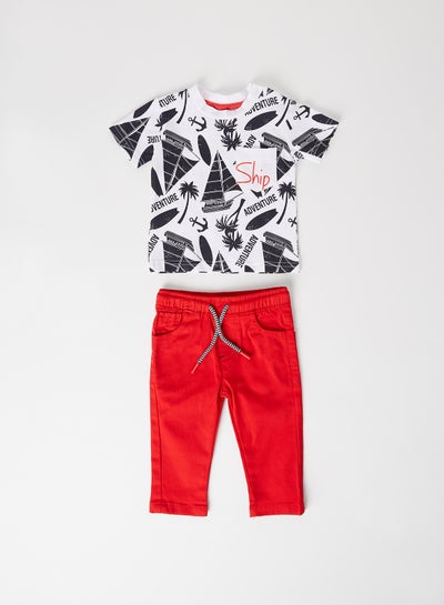 Buy Baby/Kids T-Shirt & Pants Set (Set of 2) Red in UAE