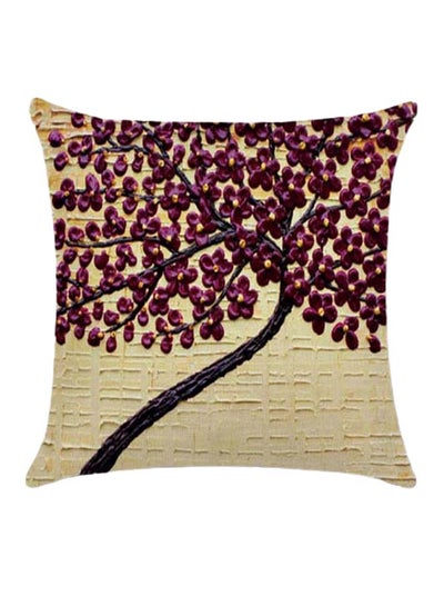 Buy Flowering Tree Printed Cushion Cover Cotton Blend Multicolour 45 x 45cm in UAE