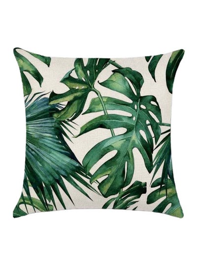 Buy Leaf Printed Cushion Cover Cotton Blend Multicolour 45 x 45cm in UAE