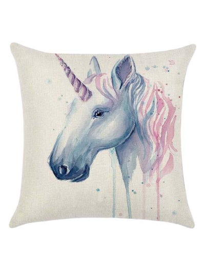 Buy Unicorn Printed Cushion Cover Cotton Blend Multicolour 45 x 45cm in UAE