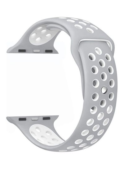 Buy Replacement Strap Watchband For Apple Watch Series 7 45mm / 6 / SE / 5 / 4 44mm / 3 / 2 / 1 42mm Silver/White in UAE