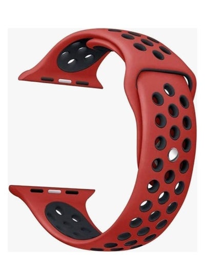 Buy Replacement Strap Watchband For Apple Watch Series 7 45mm / 6 / SE / 5 / 4 44mm / 3 / 2 / 1 42mm Red/Black in UAE