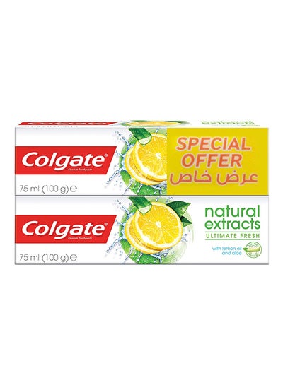Buy Pack Of 2 Natural Extracts Ultimate Fresh With Lemon And Aloe Vera Toothpaste 75ml in UAE