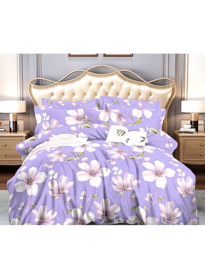 Buy 4-Piece Double Size Comforter Set Fabric Purple 220X240cm in UAE