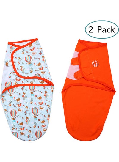 Buy 2-Piece Cartoon Pattern Adjustable Baby Swaddle Wrap in Saudi Arabia