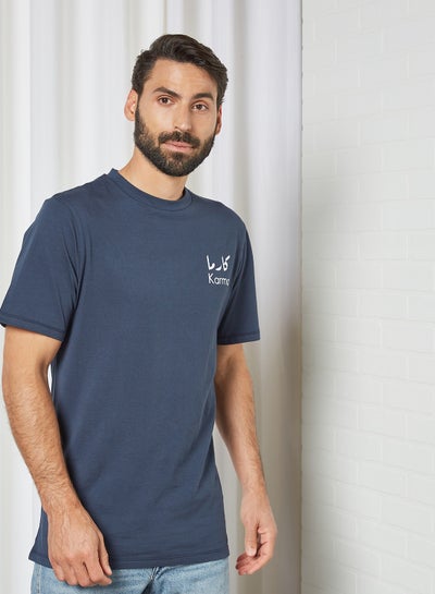 Buy Text Print T-Shirt Navy Blue in Egypt