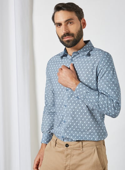 Buy All Over Print Shirt Blue in Saudi Arabia