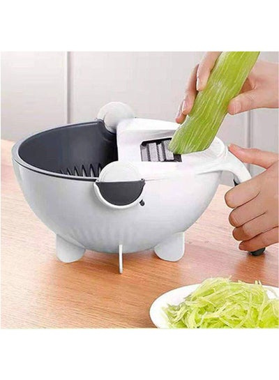 Buy Vegetable Slicer And Strainer With 5 Different Blades White in UAE