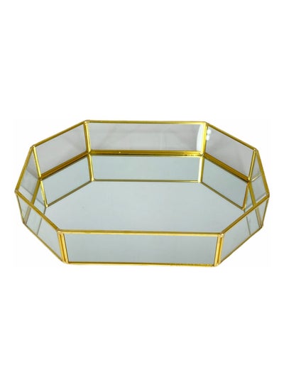 Buy Octagon Shaped Tray Clear/Gold 24.5x18cm in UAE