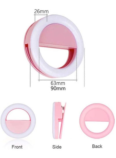 Buy Mini Clip-on Smartphone Selfie Ring RGB LED Light Beauty Lamp Built-in Rechargeable Battery For Smartphones Tablets Laptops Pink in Saudi Arabia