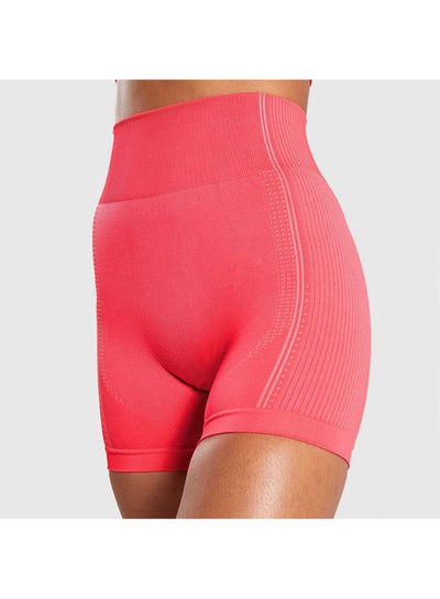 Buy High Waist Running Shorts Pants Pink in Saudi Arabia