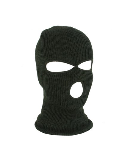 Buy 3-Hole Knitted Full Face Mask Green in Saudi Arabia