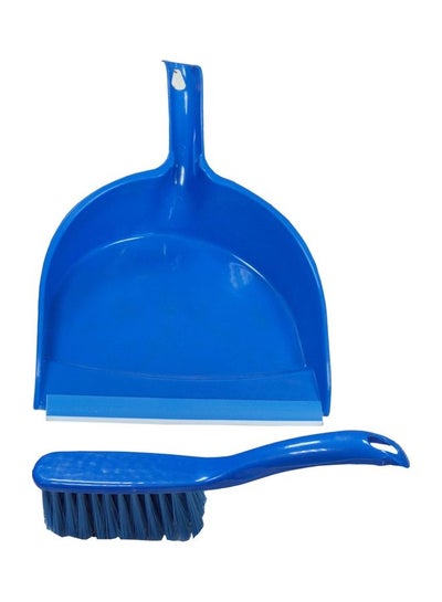 Buy Dust Pan with Brush Blue 32X22x10cm in UAE