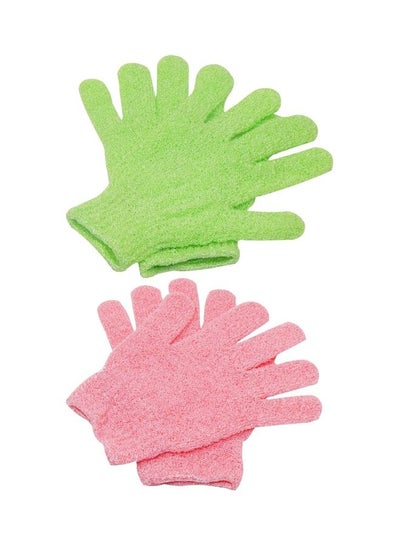 Buy 2 Pair Exfoliating Bath Gloves Shower Body Scrubber Multicolour in Egypt