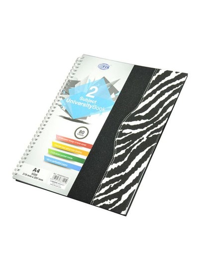 Buy A4 2 Subject Hard Cover Spiral Notebook Black/White/Blue in UAE