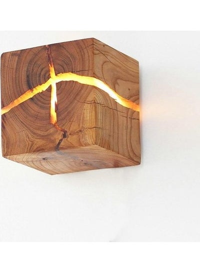 Buy Creative Wooden Bedside Aisle Decorated Small Cracked Wooden Wall Light Brown in Saudi Arabia