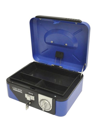 Buy Cash Storage Box With Number And Key Lock Blue/Black in UAE