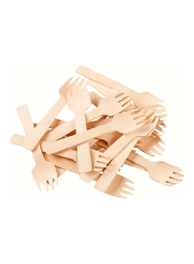 Buy 48-Piece Wooden Fork Set Beige in Saudi Arabia