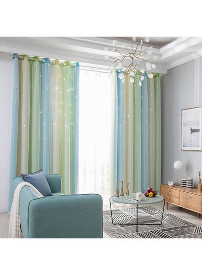 Buy 2 Piece Star Hollow Style Curtains Multicolour 108x53inch in UAE