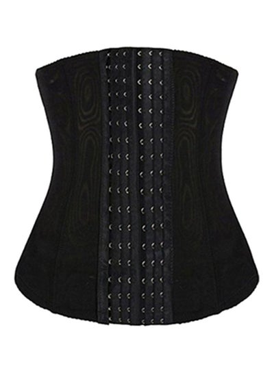 Buy 6-Hook Embroidered Corset Shaper Black in UAE