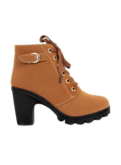 Buy Heeled Ankle Boots Brown in Saudi Arabia