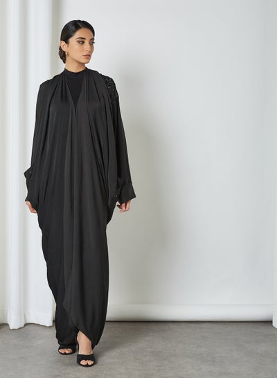 Buy Embellished Pattern Abaya Black in Saudi Arabia