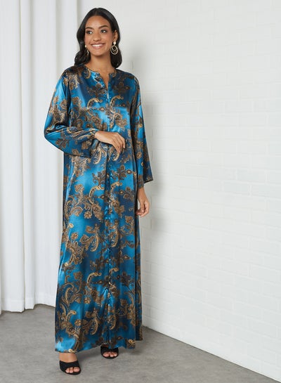 Buy Zip-Up Abaya Dress Dark Blue in Egypt