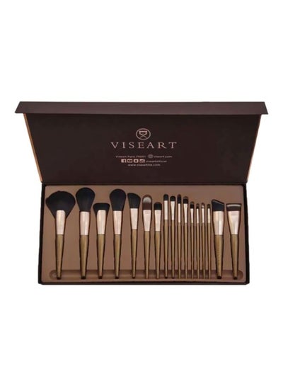 Buy 17-Piece Make Up Brush With Case Brown/Black in UAE