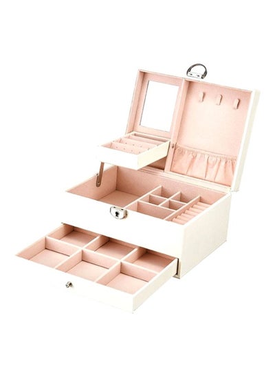 Buy Multi-Layer Jewelry Organizer Box White/Pink in Saudi Arabia