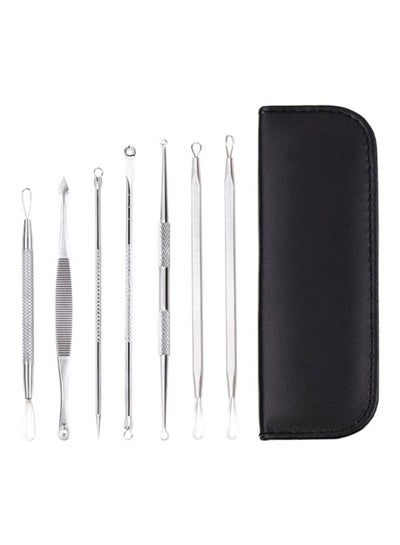 Buy 7-Piece Pimple Remover Acne Tool Set Silver 15.3x5x2.5cm in UAE