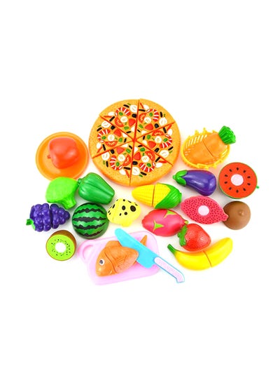 Buy 19-Piece Realistic Sliceable Cut Fruits And Vegetable With Knives Pretend Kitchen Set For Kids in UAE