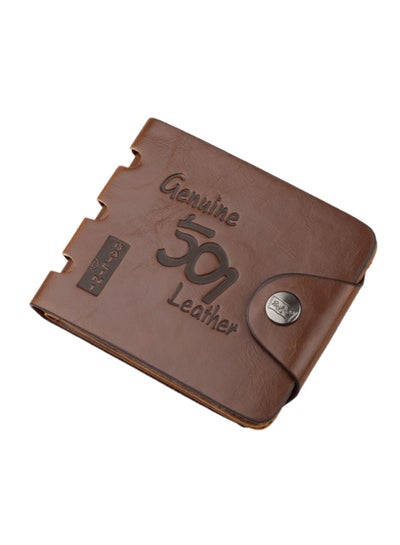 Buy Faux Leather Bifold Wallet Brown in Saudi Arabia