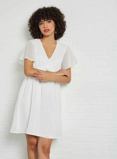 Buy Ruffled Trim Dress White in UAE