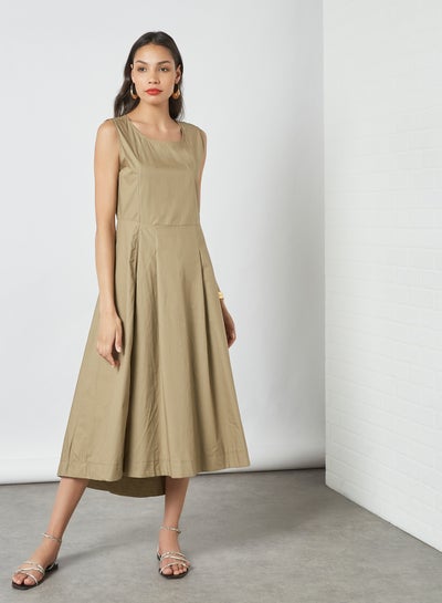 Buy A-Line Asymmetric Dress Khaki in UAE