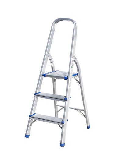 Buy Foldable 3 Steps Aluminum Ladder Silver 119cm in Saudi Arabia