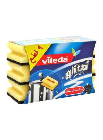 Buy 9-Piece Glitzi Dish Washing Sponge Yellow 10grams in Saudi Arabia