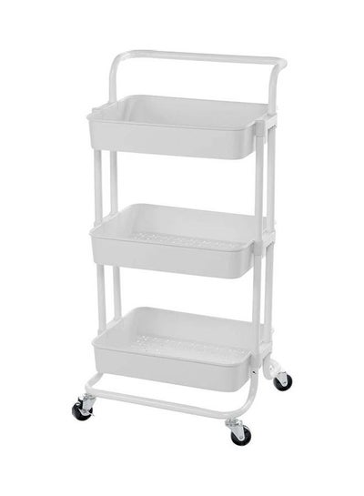 Buy 3-Tier Trolley Storage Cart With Wheels White 43x36x87cm in UAE