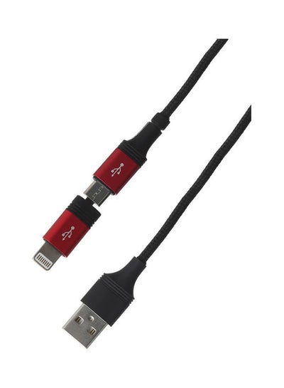 Buy Micro to lightining 3 in 1 fast charging cable 1.314M 3.5 a output Black/Red in Egypt